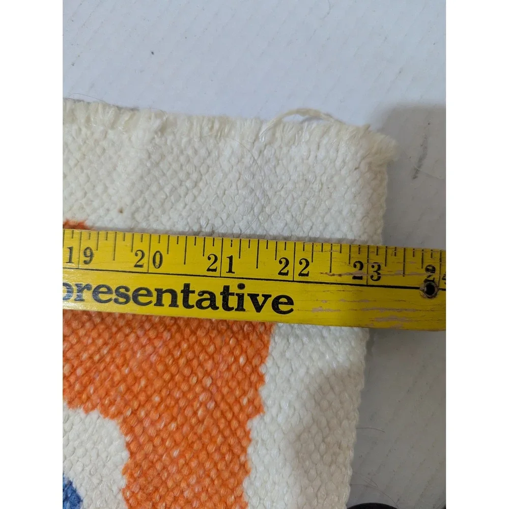 Vintage Cavalier Country Virginia Woven Rug Wall Hanging Orange Blue 40x23